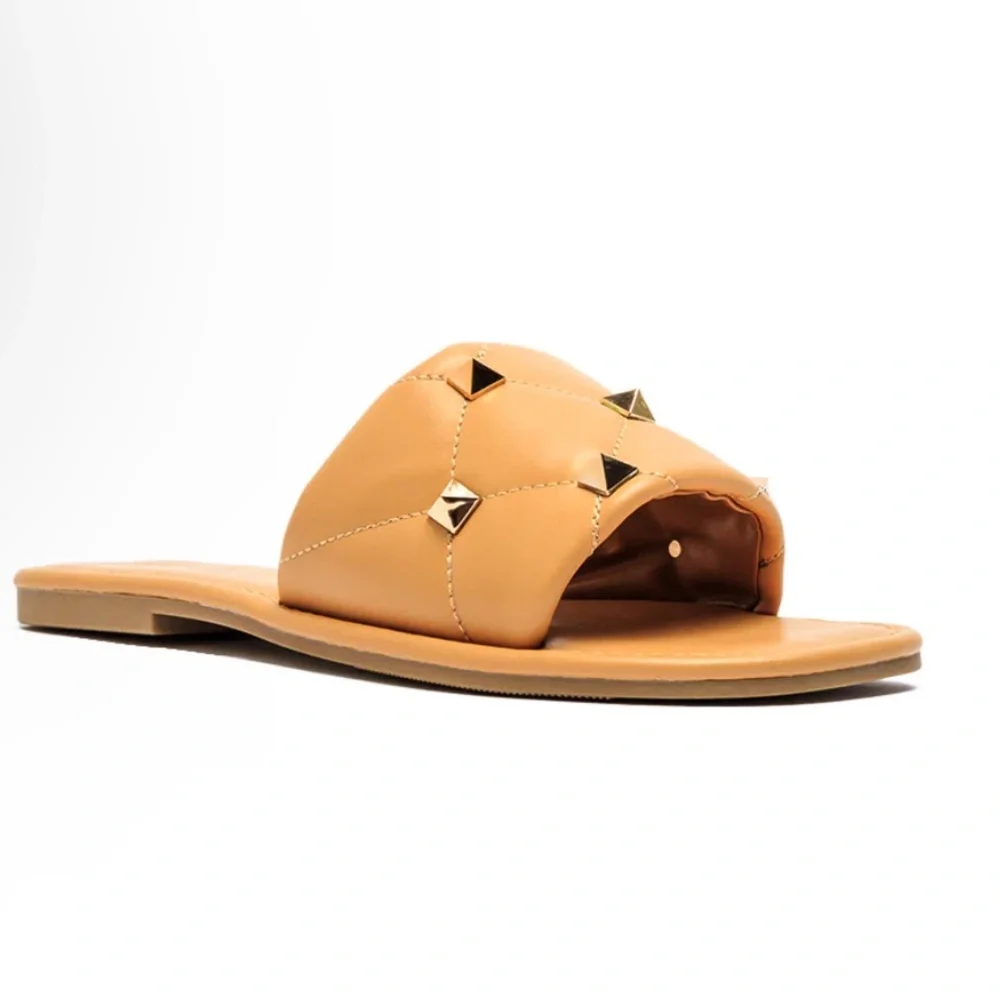 Women's Quilted Slide Camel Sandals - Picture 1 of 2